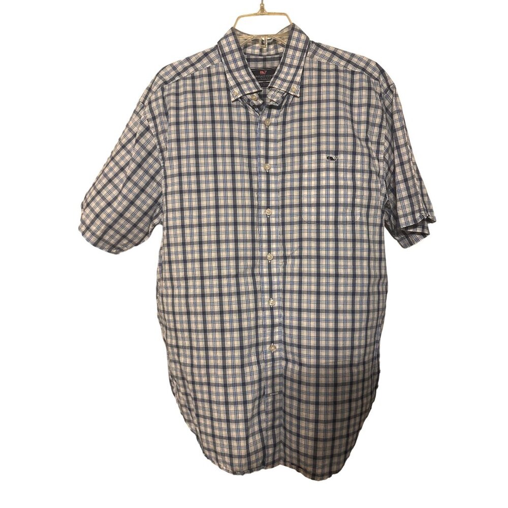 Vineyard Vines Mens Sz L Classic Fit Tucker Shirt Button Blue Plaid